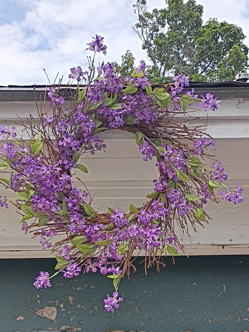 Lifelike Purple Floral Twig Wreath by